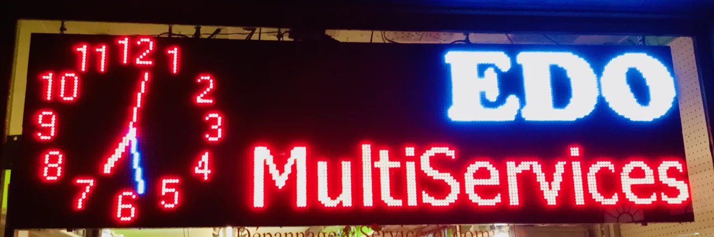 Affichage LED avec horloge et texte EDO MultiServices