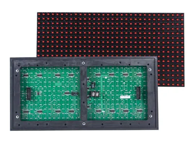 Module LED rouge P10, vue avant et arrière